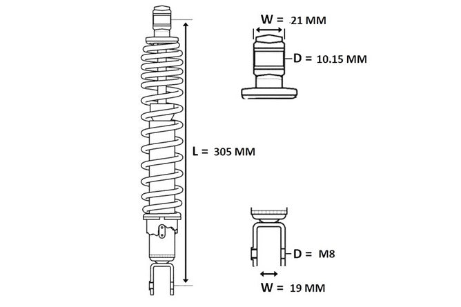 SP-204560330 Ammortizzatore 305mm Peugeot Kisbee / Streetzone