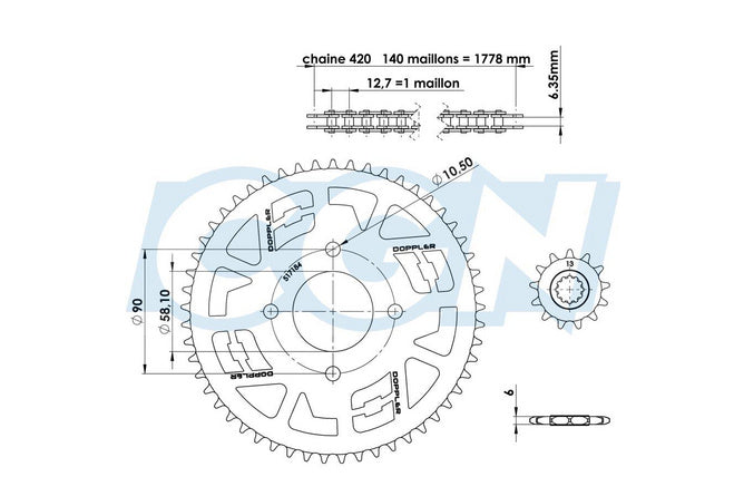 CGN538771 Kit catena Masai 13x53 Doppler acciaio nero