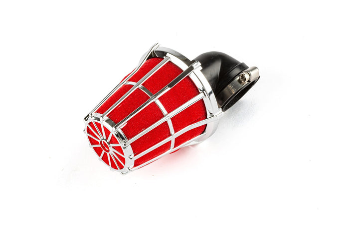 str-335.10/cr filtro aria hexa inclinato 90 gradi d.35mm cromato / rosso str8, COD: STR-335.10/CR