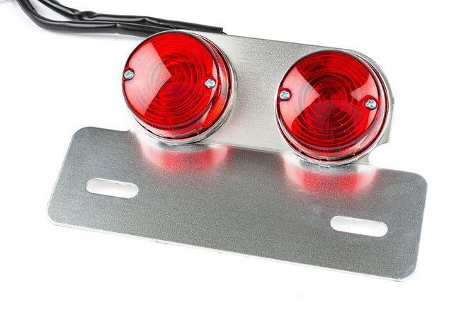 STR-542.93 Fanalino rotondo rosso con portatarga argento
