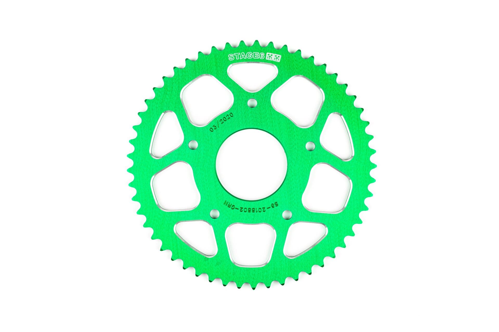 S6-2018802/GR Corona 53 denti - 420 Stage6 alluminio CNC verde Peugeot / Rieju, COD: S6-2018802/GR
