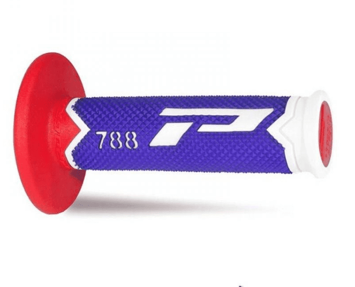 405401340 coppia manopole progrip 788-227 mx, bianco/blu/rosso, double density, senza foro