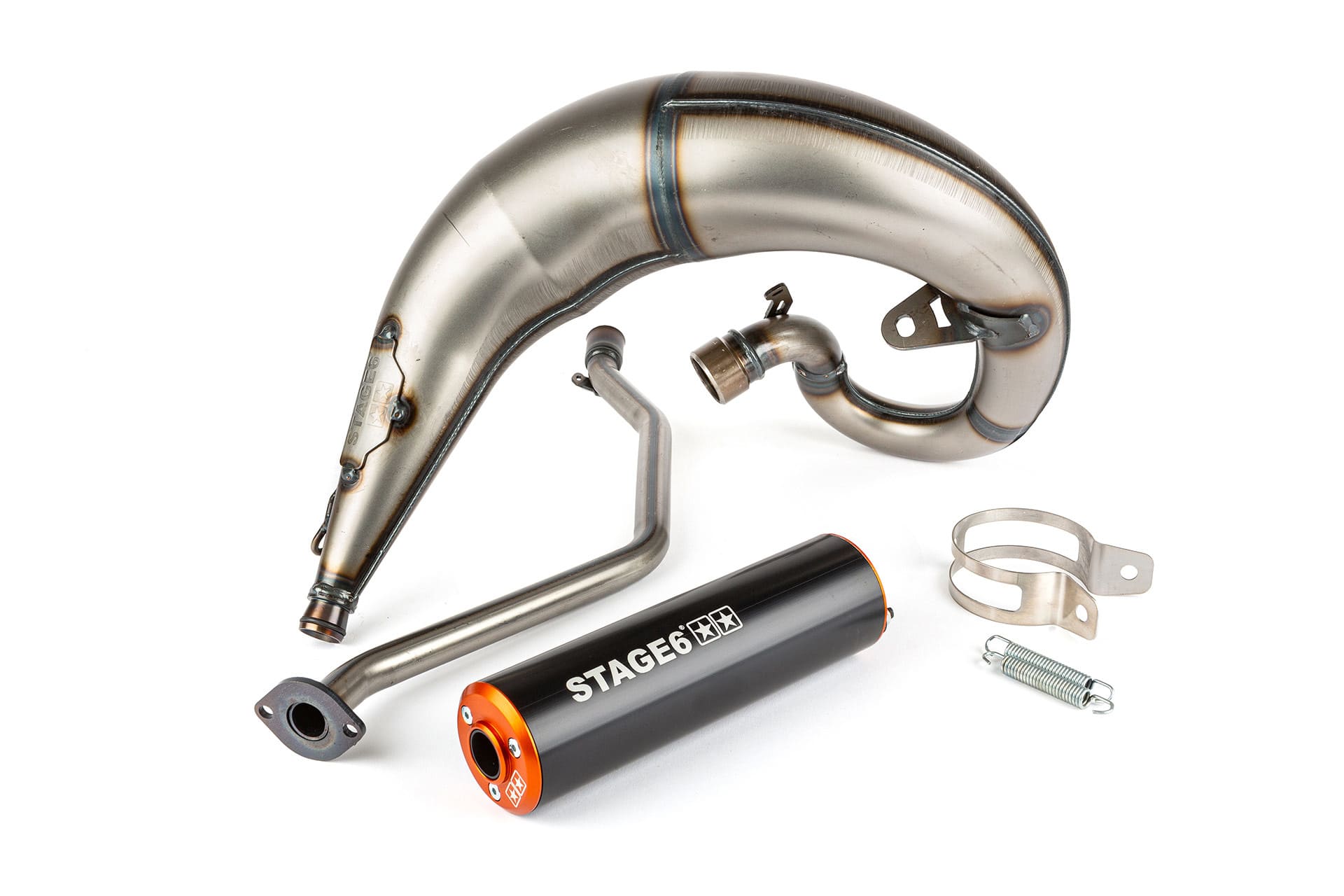 S6-9118820/BO Marmitta Stage6 Streetrace montaggio alto CNC arancio / nero Rieju MRT, COD: S6-9118820/BO