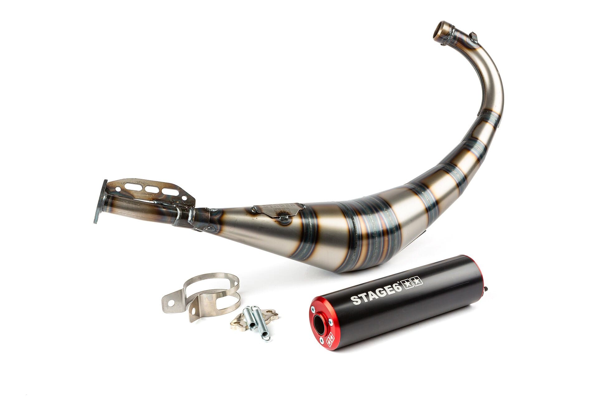 s6-9118903/re marmitta stage6 streetrace cnc rosso / nero derbi / minarelli am6 stage6 rt, COD: S6-9118903/RE