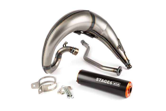 S6-9118810/BO Marmitta Stage6 Streetrace montaggio alto CNC arancio / nero Yamaha DT50, COD: S6-9118810/BO