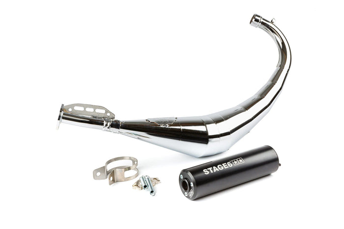 s6-9118904/bk marmitta stage6 streetrace cromato cnc nero cncderbi / minarelli am6 stage6 rt, COD: S6-9118904/BK