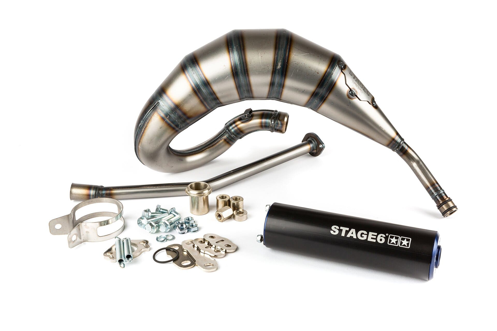 s6-9119310/bl marmitta stage6 streetrace 70cc montaggio alto cnc blu / nero derbi senda (d50b0) stage6 rt