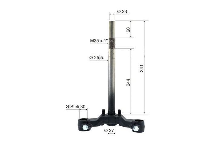 121570191 testa forcella yamaha yq aerox 50 2001-2002 diametro stelo 30 mm lunghezza canotto 27mm