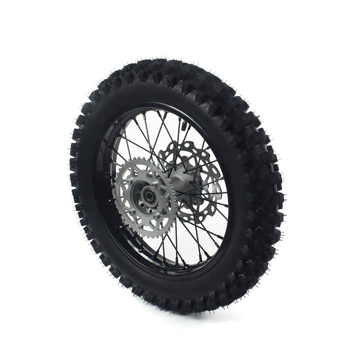 MB28810 Ruota / Cerchio posteriore acciaio d.15mm - 16'' con pneumatico YUANXING Pit Bike / Dirt Bike nero