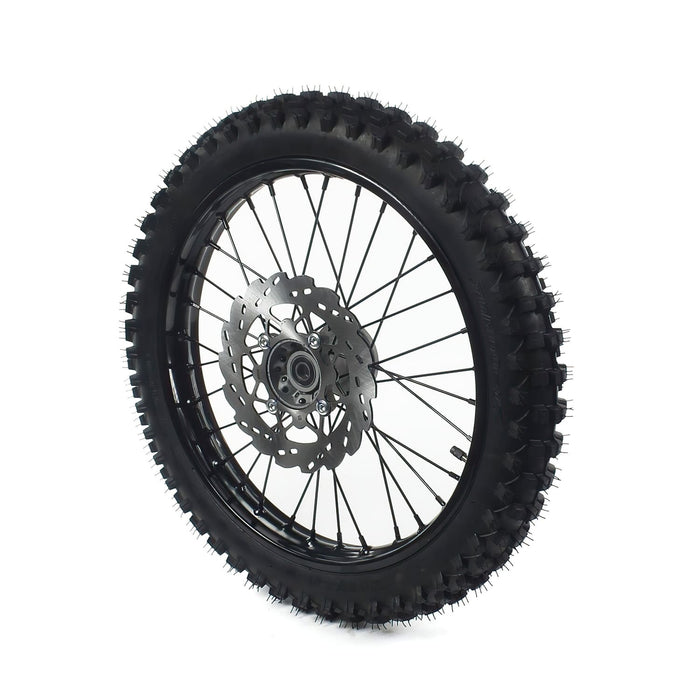 MB2921 Ruota / Cerchio anteriore acciaio d.15mm - 17'' con pneumatico Yuanxing Pit Bike / Dirt Bike nero