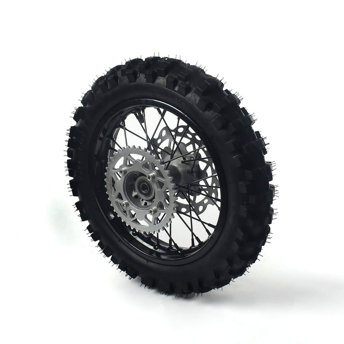 MB3128 Ruota / Cerchio posteriore acciaio d.15mm - 12'' con pneumatico Yuanxing Pit Bike / Dirt Bike nero