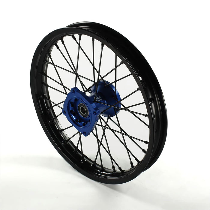 MB4379 Ruota / Cerchio anteriore mozzo alluminio CNC asse 15mm - 14'' Volt Racing Pit Bike / Dirt Bike blu