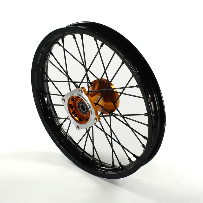 MB4380 Ruota / Cerchio anteriore mozzo alluminio CNC asse 15mm - 14'' Volt Racing Pit Bike / Dirt Bike dorato