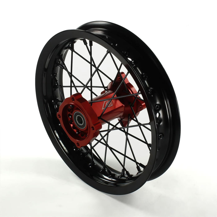MB4382 Ruota / Cerchio anteriore mozzo alluminio CNC asse 15mm - 14'' Volt Racing Pit Bike / Dirt Bike rosso