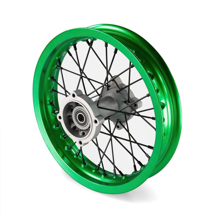 MB7666 Ruota / Cerchio posteriore mozzo alluminio asse 15mm - 12'' Pit Bike / Dirt Bike verde
