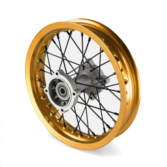 MB7746 Ruota / Cerchio posteriore mozzo alluminio asse 15mm - 12'' Pit Bike / Dirt Bike oro