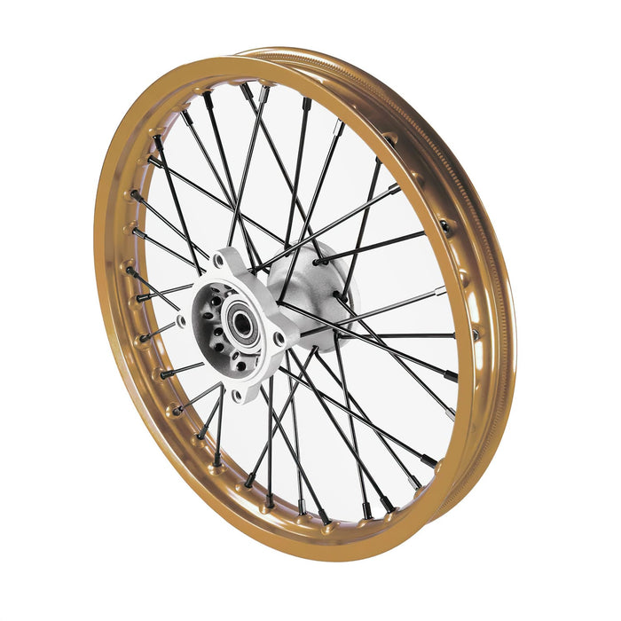MB7747 Ruota / Cerchio anteriore mozzo alluminio asse 15mm - 14'' Pit Bike / Dirt Bike dorato