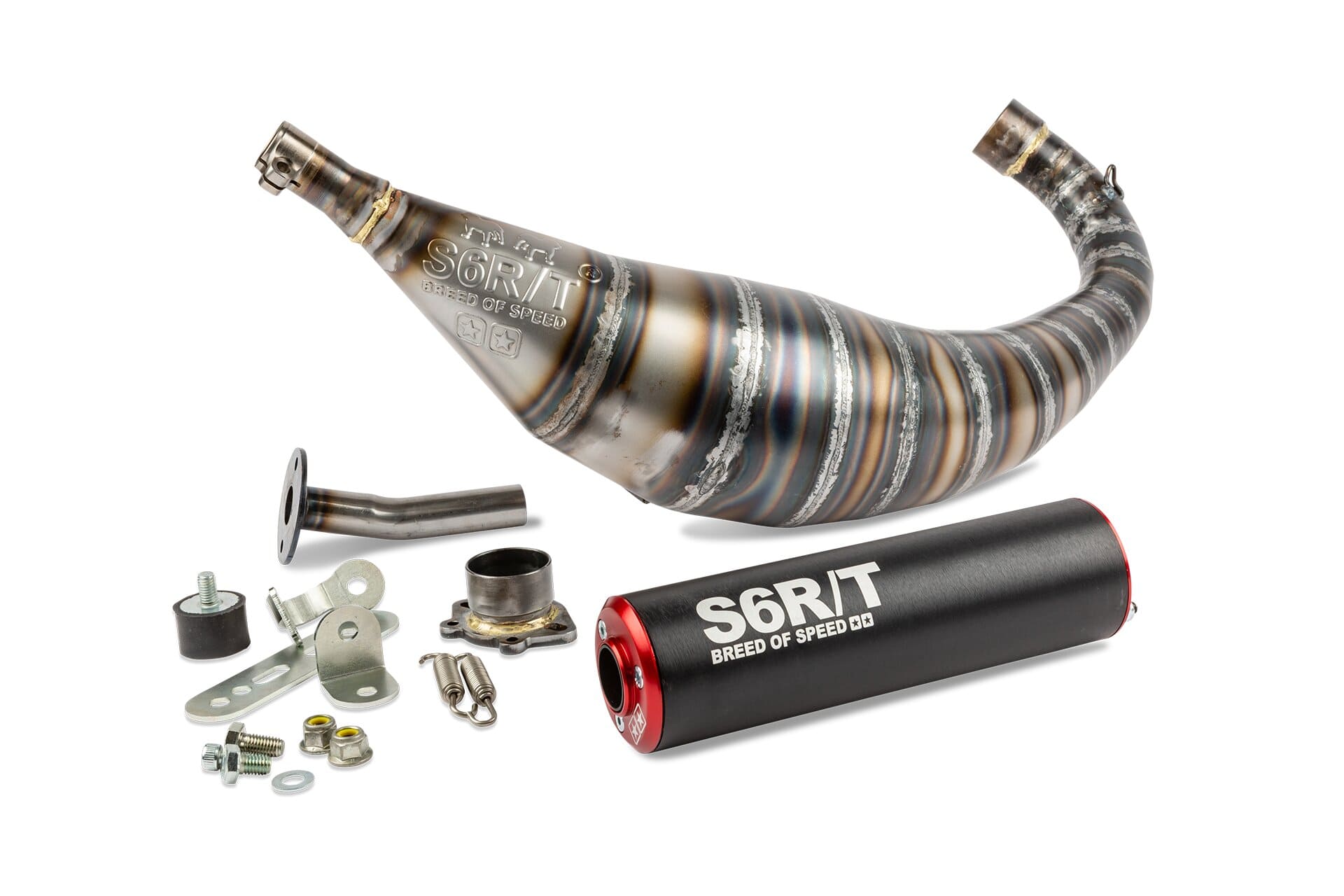s6-96193951/re marmitta stage6 r/t 90 - 100cc cnc rosso / nero derbi senda (d50b0) stage6 rt, COD: S6-96193951/RE