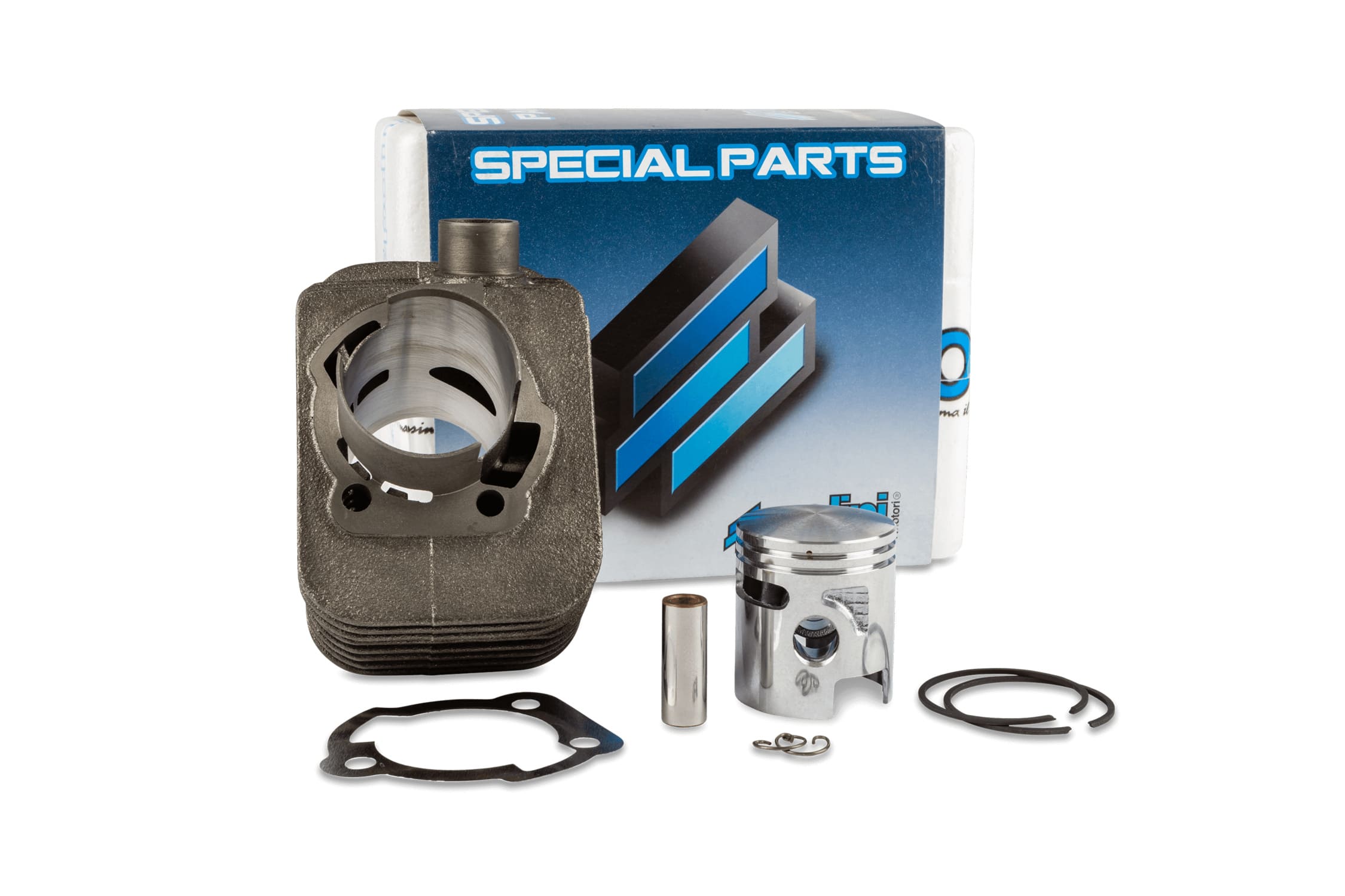 P140.0065/ST Polini 65cc Cylinder Kit, Grey Cast Iron, “Sport”, D.43mm, Piston Pin 12mm, Piaggio Ciao / Ciao PX