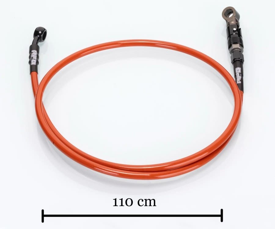 Tubo freno + sgancio rapido RPG Competition acciaio intrecciato universale - Arancione - Lunghezza 110cm