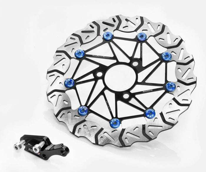 Disco freno 280mm RPG Oversize per Yamaha Aerox / MBK Nitro / Minarelli - nottolini blu - con adattatore Aerox