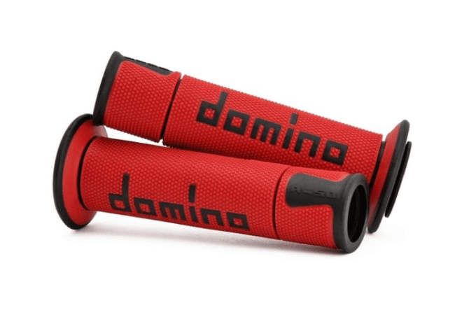a45041c4042b7-0 pair of red/black domino road-racing grips