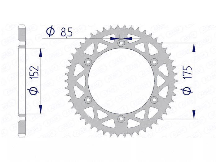 1074475004 Corona Afam alluminio Z51 Yamaha YZ 125 / 250, COD: '1074475004
