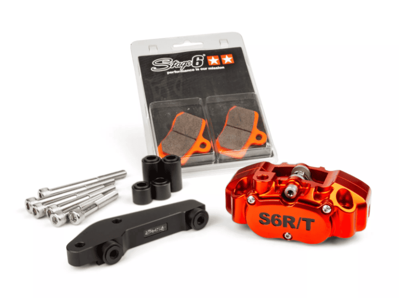 S6-1400376/PACK04 Pinza a 4 pistoncini con adattatore Brembo Stage6 R/T Arancione, COD: S6-1400376/PACK04