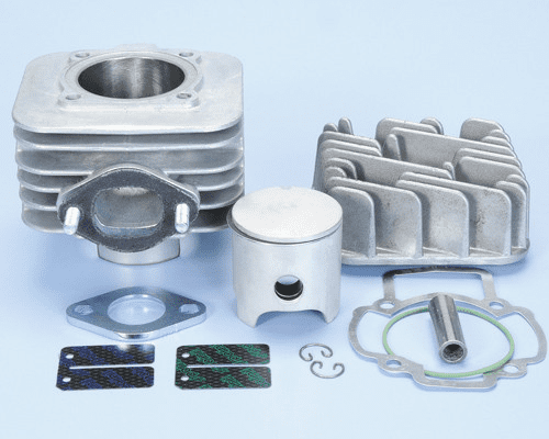 140.0214 gruppo termico polini forrace 70cc d.47,6 piaggio ac aria sp.12 alluminio scarico luci booster