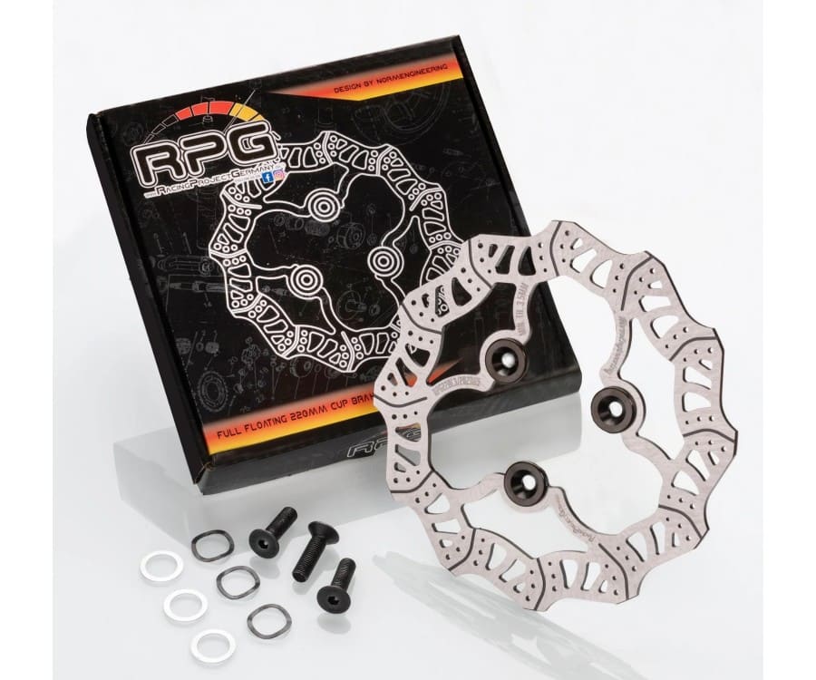 Disco freno 200mm RPG Competition / CNC / Titanio / Minarelli / Aerox - nottolini nero - viti M8