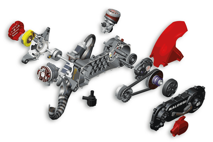 4917552 motore completo malossi rc-one 70cc non assemblato x aprilia sr (carb.) 50 2t lc 2004-> (piaggio) (ruota 12/13)