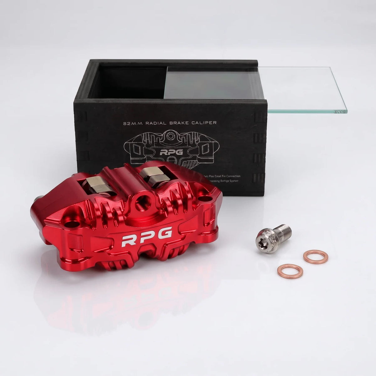 Pinza freno RPG Centerline CNC 4 pistoni radiale 82 mm con banjo centrale Rosso