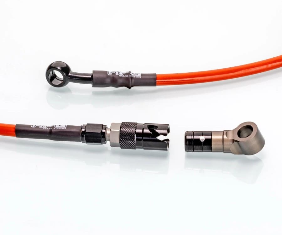 RPG Competition Universal Braided Steel Brake Hose + Quick Release - Orange - Length 110cm