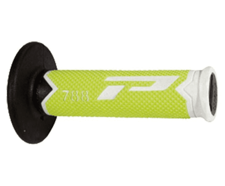 405401355 pair of progrip 788-303 mx grips, white/fluorescent yellow/black, triple density, without hole