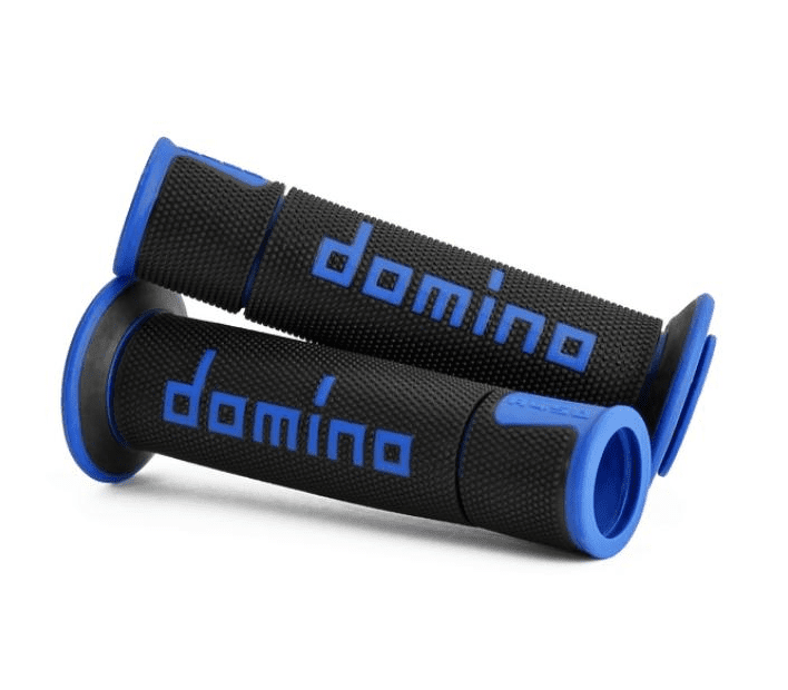 a45041c4840b7-0 pair of black/blue domino road-racing grips