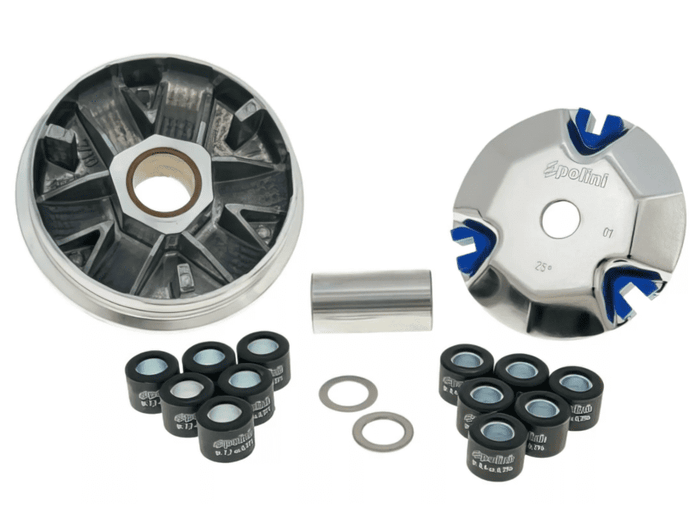 U241.510 Variatore Hi-Speed Polini, Honda Bali-Peugeot SV Geo,Buxy,Zenith (incl. 2 Rulli Variatore), Blu=8,4gr und Verde=7,7gr, COD: U241.510