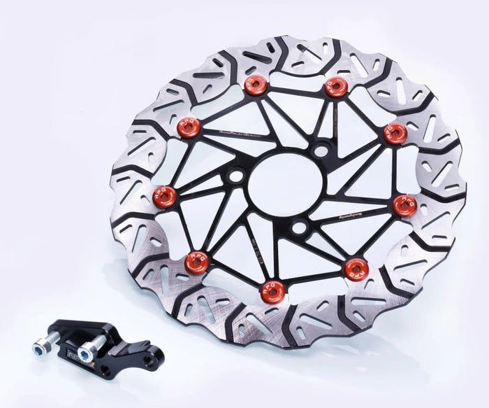 Disco freno 280mm RPG Oversize per Yamaha Aerox / MBK Nitro / Minarelli - nottolini arancione  - con adattatore Aerox