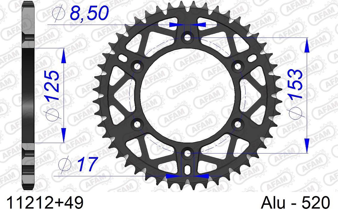 A11212.49 Corona AFAM ergal autopulente anodizzazione dura - 49 denti - HONDA