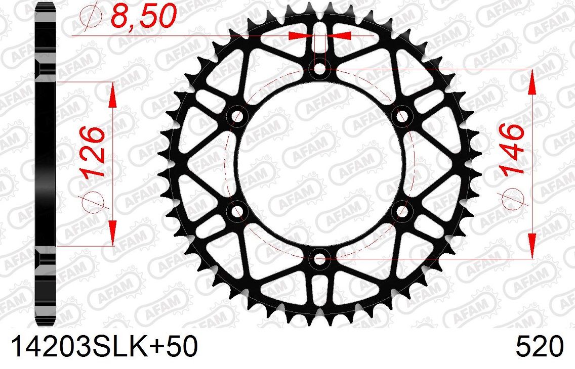 A14203S.50 Corona AFAM SLK acciaio autopulente nero - 50 denti - SUZUKI