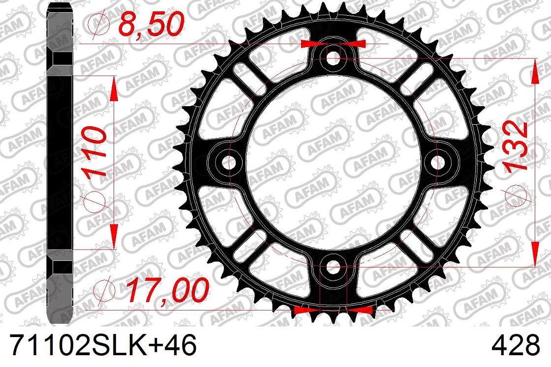 A71102S.46 Corona AFAM SLK acciaio autopulente nero - 46 denti - GASGAS HUSQVARNA KTM 85