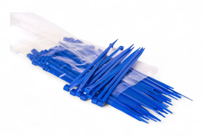 AT2205B Fascette di cablaggio in nylon - Lunghezza 140mm, larghezza 3,5mm - Blu (100 pezzi)
