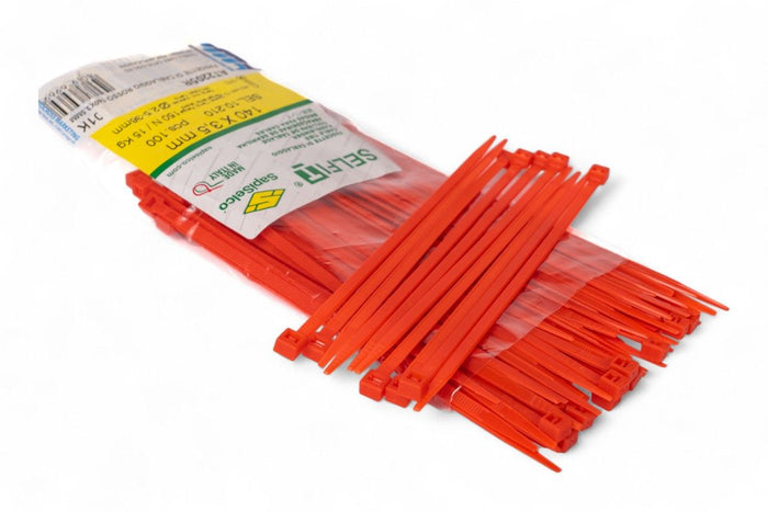 AT2205R Fascette di cablaggio in nylon - Lunghezza 140mm, larghezza 3,5mm - Rosso (100 pezzi)