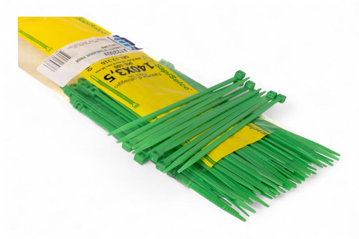 AT2205V Fascette di cablaggio in nylon - Lunghezza 140mm, larghezza 3,5mm - Verde (100 pezzi)