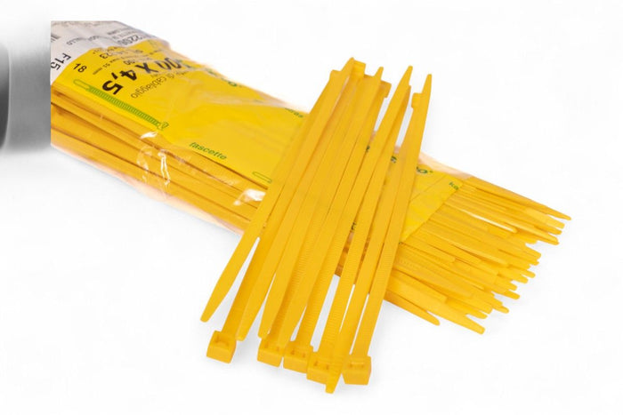 AT2206G Fascette di cablaggio in nylon - Lunghezza 200mm, larghezza 4,5mm - Giallo (100 pezzi)