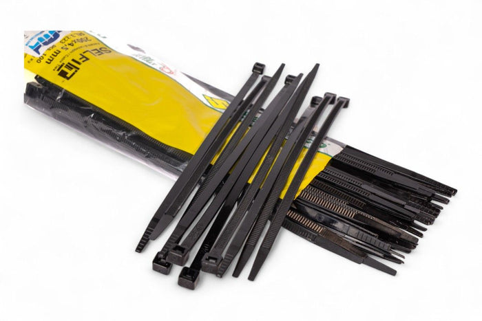 AT2206N Fascette di cablaggio in nylon - Lunghezza 200mm, larghezza 4,5mm - Nero (100 pezzi)