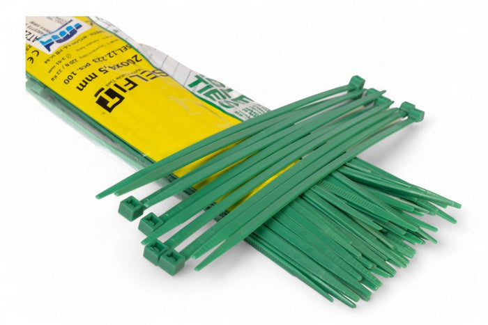AT2206V Fascette di cablaggio in nylon - Lunghezza 200mm, larghezza 4,5mm - Verde (100 pezzi)
