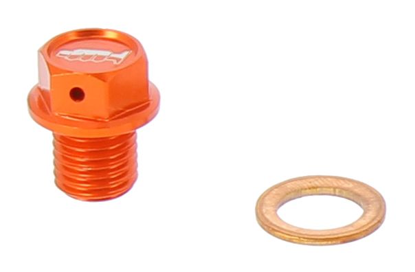 AV3446A Tappo drenaggio olio con inserto magnetico M12 x 12mm passo 1,50 - KTM - Arancione