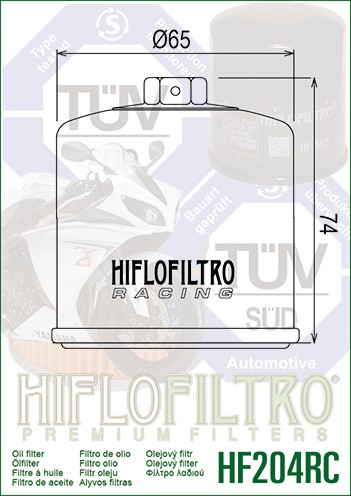 HF204RC Filtro olio HI-FLO RACING - HONDA KAWASAKI MV AGUSTA TRIUMPH YAMAHA