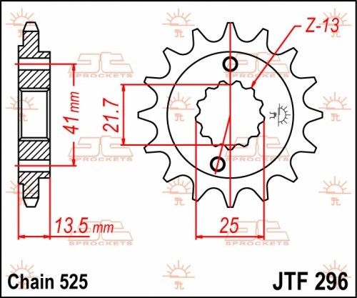JTF296.15 Pignone JT gommato - 15 denti - HONDA