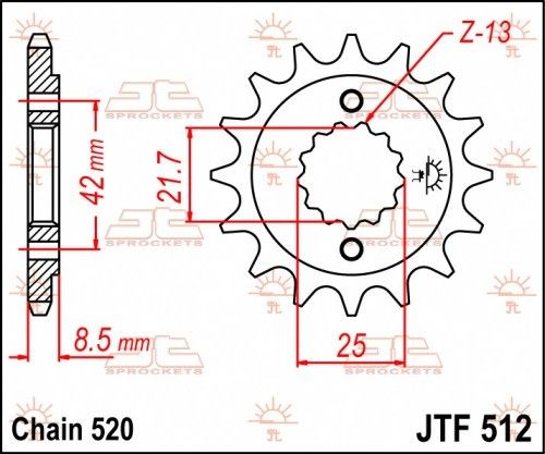 JTF512.17 Pignone JT gommato - 17 denti - KAWASAKI SUZUKI YAMAHA